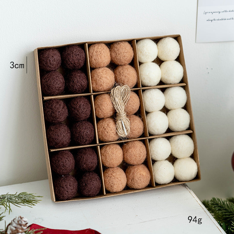 Handmade wool felt snowflake balls for Christmas