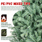 Artificial blue green Christmas tree near decorated fireplace - Holiday Decor