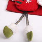 Handcrafted felt Christmas door hanger with elk design and holiday ribbon