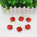 Pink peach heart Christmas pendant against holiday backdrop with warm lighting and faith inspiration