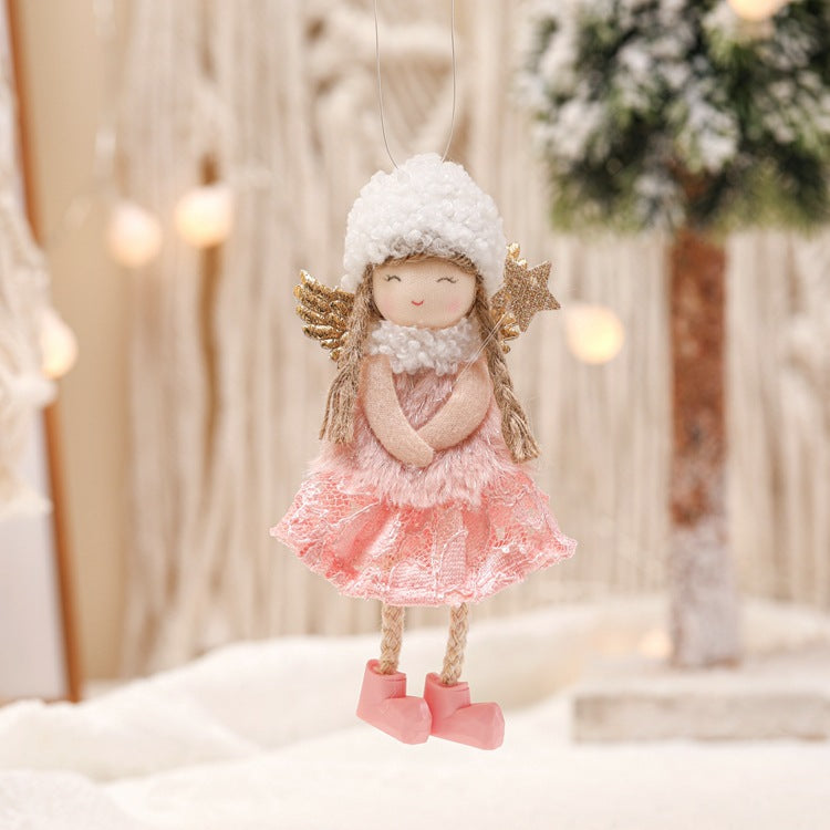 Angel figure in traditional white lace celebration pose