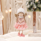 Angel figure in traditional white lace celebration pose