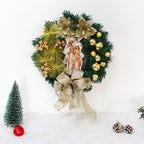 Jesus Christmas wreath detail showing half-handmade craftsmanship