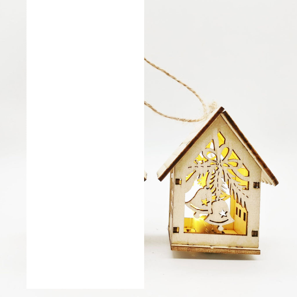 Elk design boxwood Christmas small house pendant ornament with rustic charm