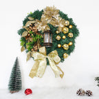 Golden lamp Christmas wreath, elegant holiday decor piece for Christian home