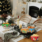 Gingerbread man paper bowls for popcorn and treats display