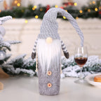Gray and white wine bottle cover set for elegant Christmas entertaining
