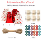 Red gilded cloth gift bags ready for Christmas celebration and gifting