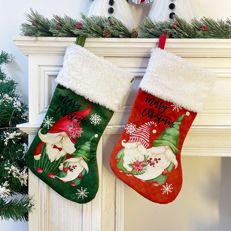 Faceless elderly design Christmas stocking festive ornament