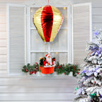 Detail of hot air balloon ornament materials showing vinyl and velvet textures