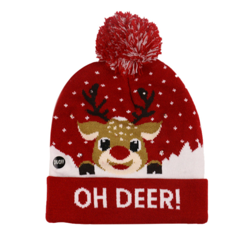 Festive LED Knit Christmas Hat with Lights - Christian Home Decor