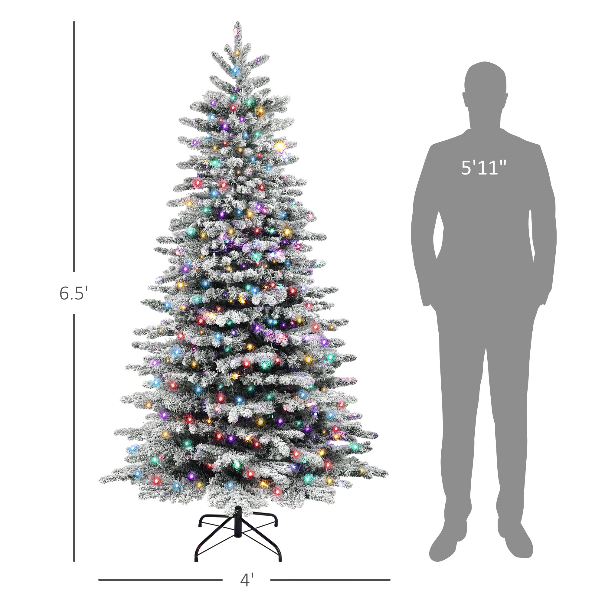 Snow Flocked Pre-Lit Christmas Tree with 400 LED Lights, 6.5ft Secondary image