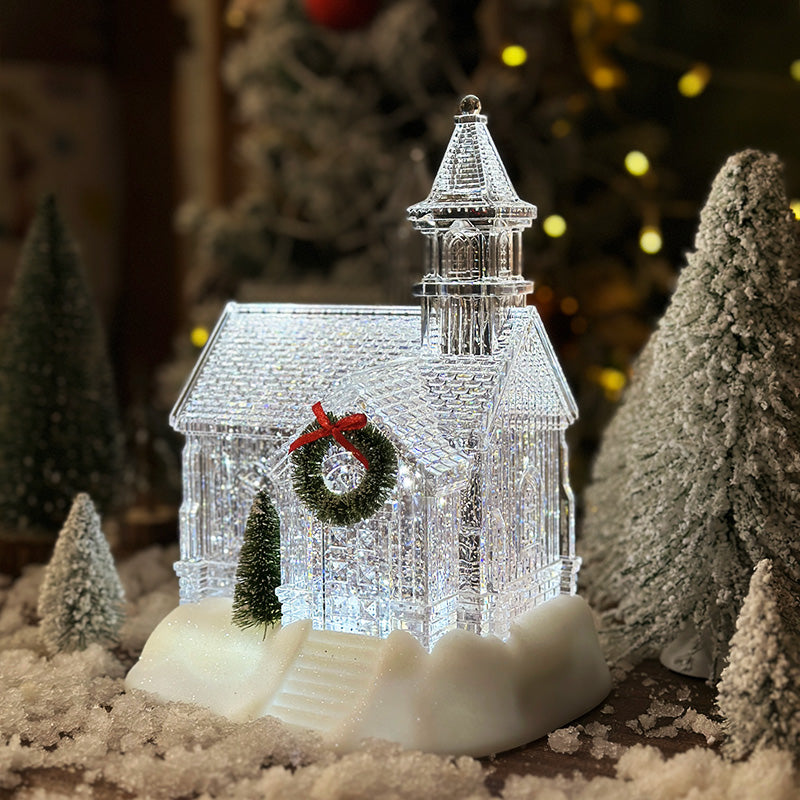 Eve Luminous Crystal House Christmas Decoration glowing warmly in festive setting Main image