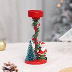 Festive Christmas figurine with holiday greenery background - Home Decor