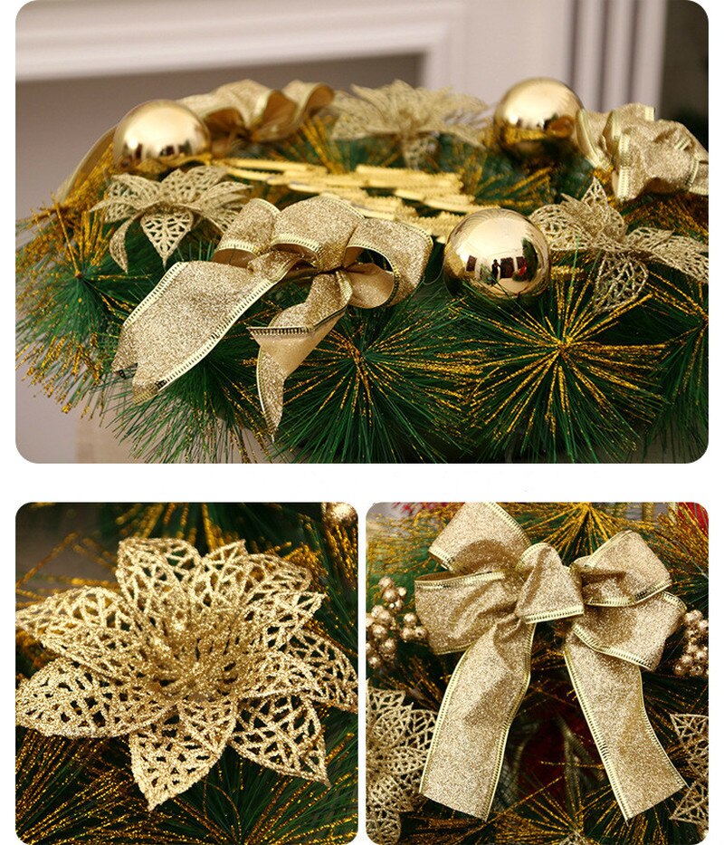 Holiday garland displaying clustered ornaments in traditional Christmas colors