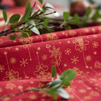 Red gilded Christmas tablecloth for festive holiday dining