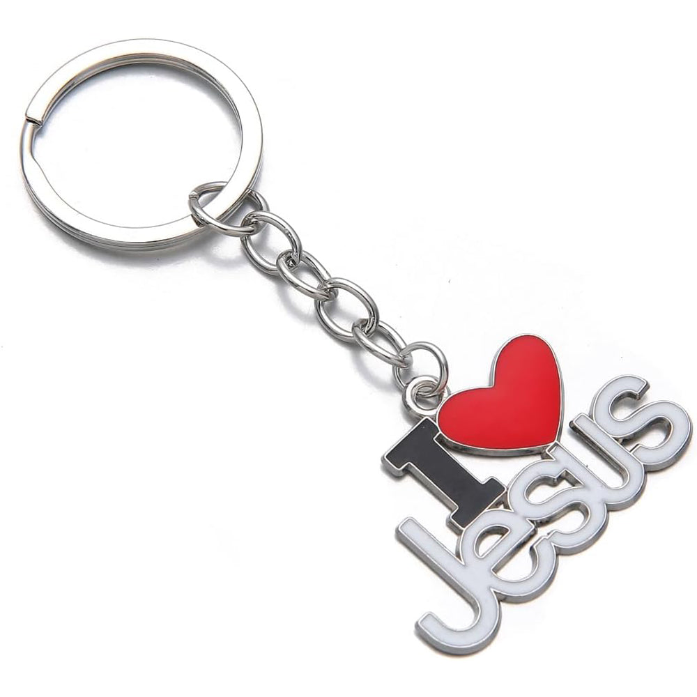 Religious keyring with Jesus cross pendant showing quality zinc alloy construction for Easter and prayer occasions