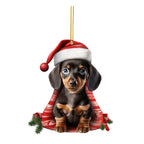 Set of colorful dog-shaped Christmas tree ornaments