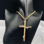 Cross necklace in ancient silver finish for men