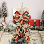 Holiday cloth ornament featuring festive bowknot style