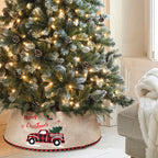 Christmas Tree Skirt Wrapped Around Tree Base - Holiday Decor