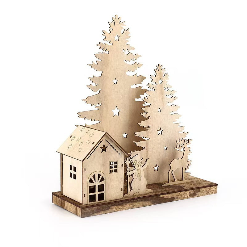 Colorful light wooden star ornament for Christmas tree