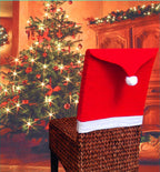 Holiday dining room with Christmas chair covers