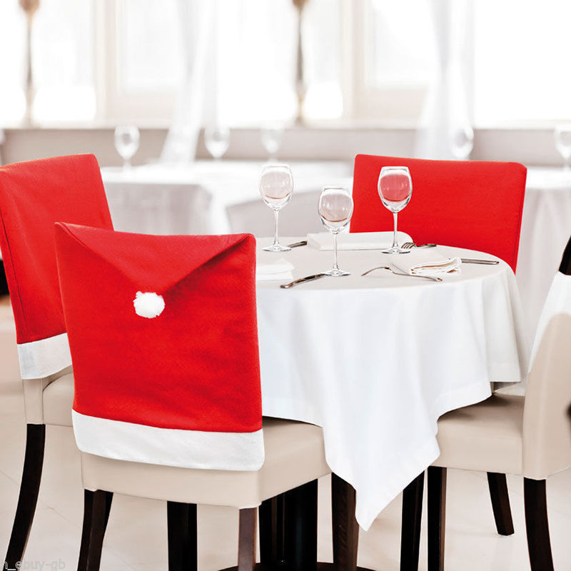 Seasonal chair covers transforming dining space for Christmas