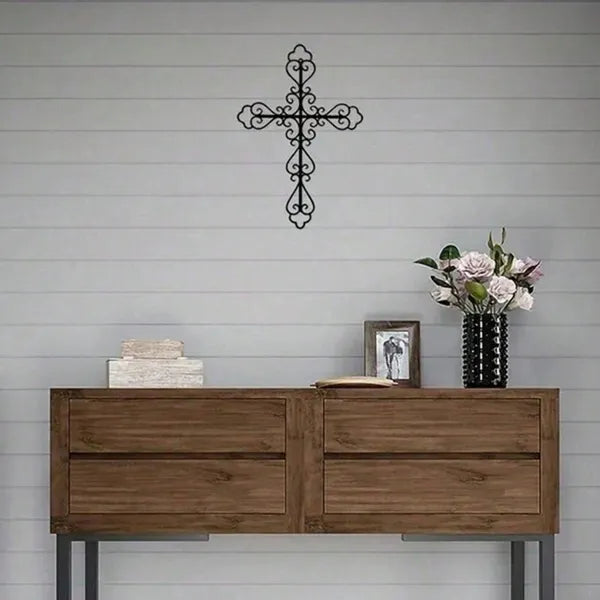 Hollowed Scrollwork Cross Wall Art Secondary image