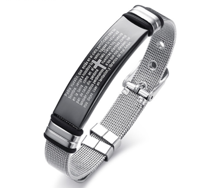 Men's religious bracelet showcasing round cross charm