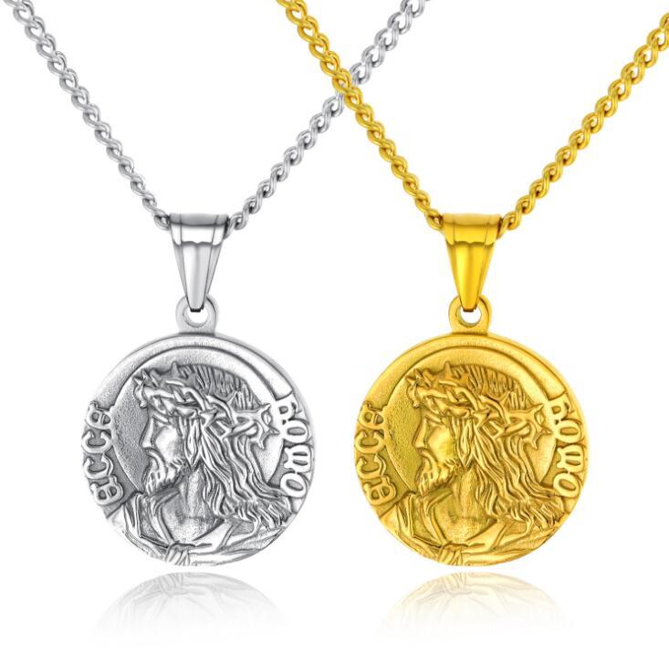 Jesus necklace with chain clasp and extension piece detail