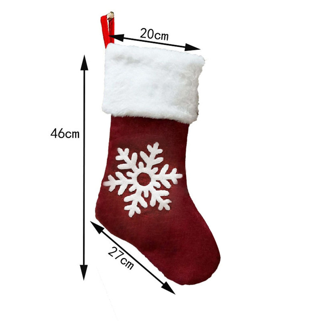 Christmas sock gift bag with festive red and black design featuring snowflake patterns Main image