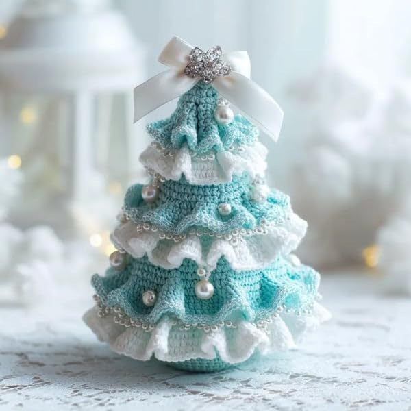 Rose red Christmas tree ornament hand-woven knitting materials
