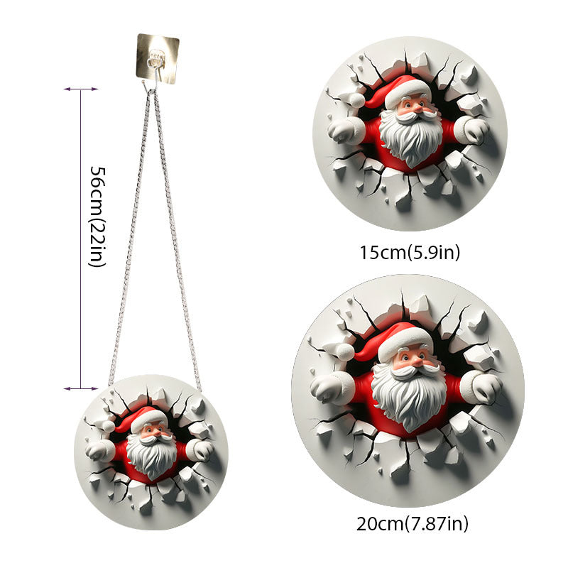 Acrylic round ornament with Santa Claus design for seasonal home decor