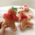 Green bow style canvas Christmas biscuit man ornament