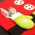 Festive red table mat decor for Christmas dinner setting