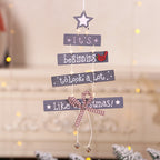 Set of wooden star alphabet Christmas ornaments displayed together - holiday decor