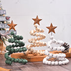 Creative wooden Christmas ornaments arranged for holiday display