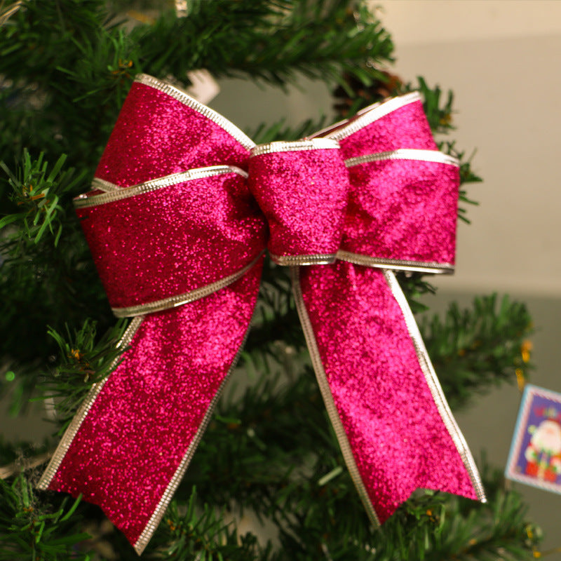 Red glittered Christmas bow festive decoration for door or gift wrapping
