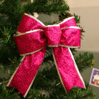 Red glittered Christmas bow festive decoration for door or gift wrapping