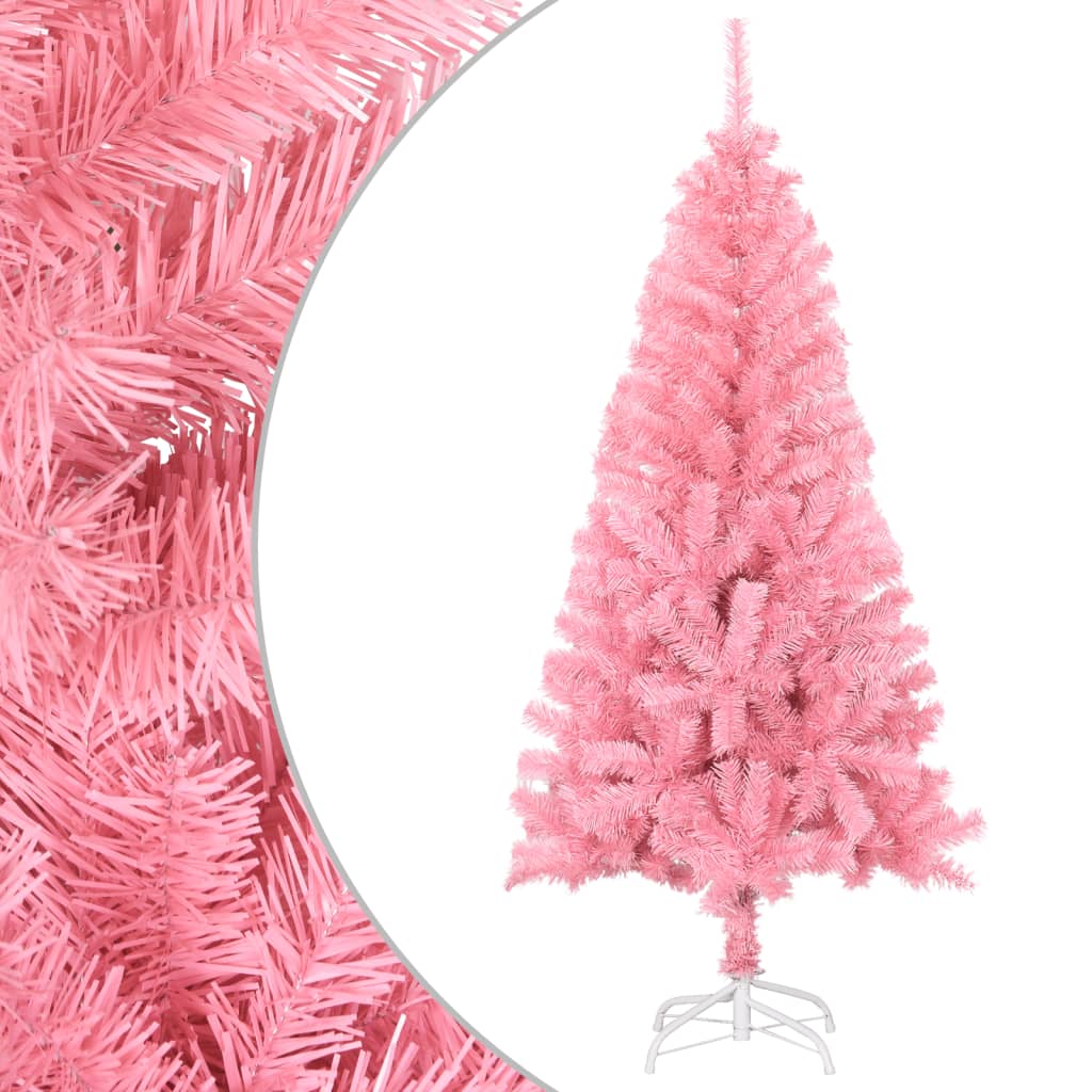 Pink artificial Christmas tree with steel stand for holiday home decor