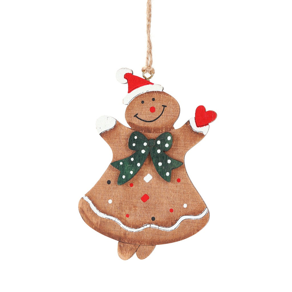 Wooden gingerbread man ornament with yellow hat decoration