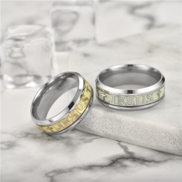 Glowing Jesus ring suitable for men and women in classic style