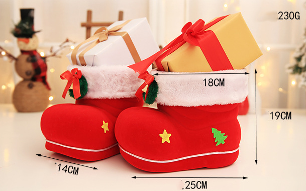 Large red candy boot Christmas ornament with holiday charm