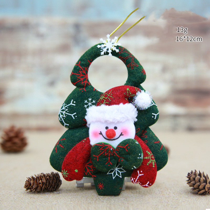 Non woven fabric Christmas tree pendant with festive woodland design Main image