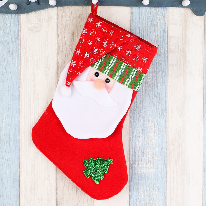 Christmas stocking displayed with holiday decorations