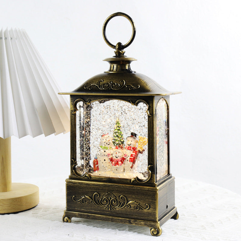 Cozy Christmas Music Box with warm lamp glow and seasonal design