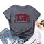 Women's Jesus Printed Loose Cotton T-Shirt front view in white