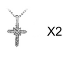 Jesus cross necklace with studded detail from above angle