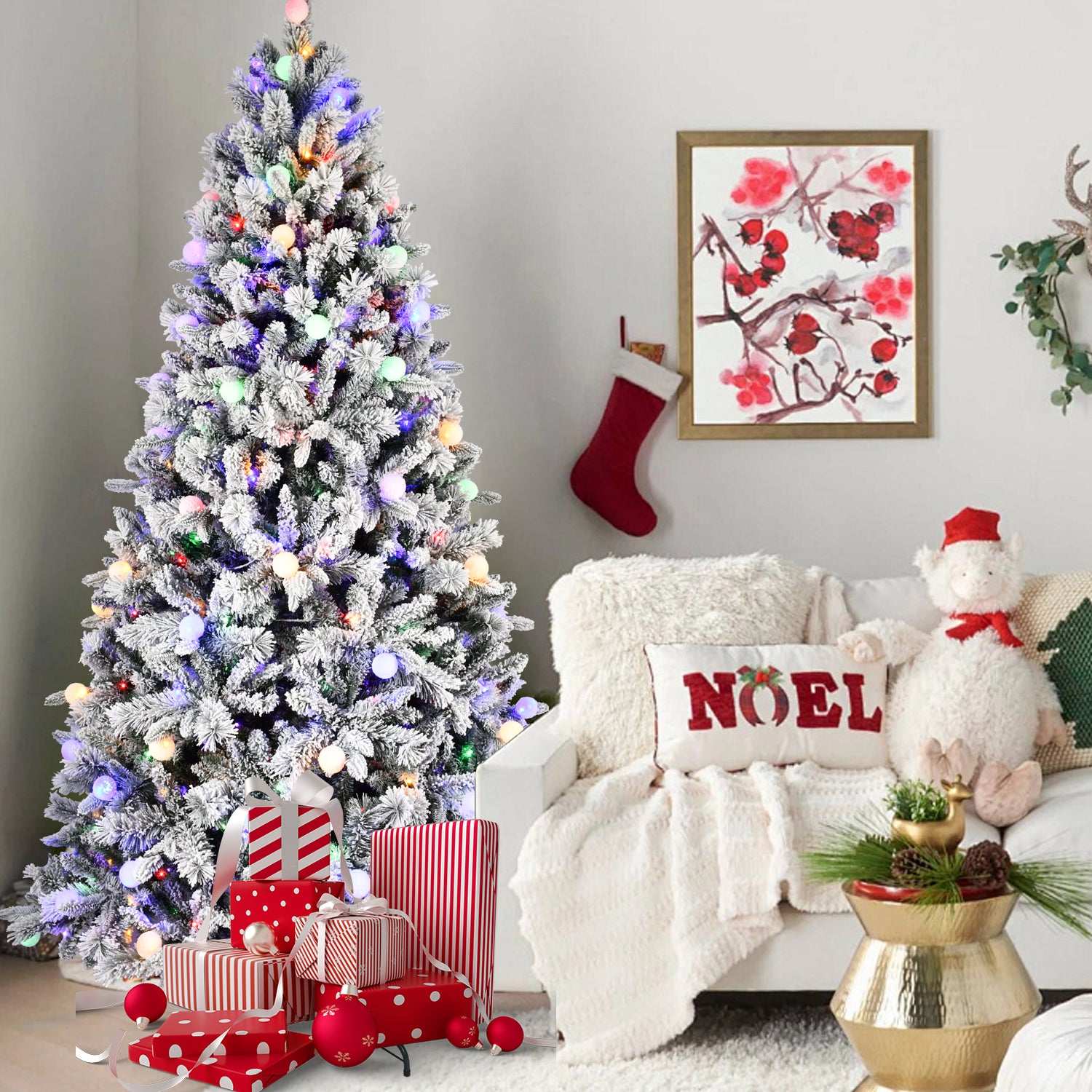 Undecorated Christmas tree ready for holiday decorating